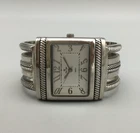 Premier Designs Watch Women 31mm Silver Tone Open Cuff Band New Battery
