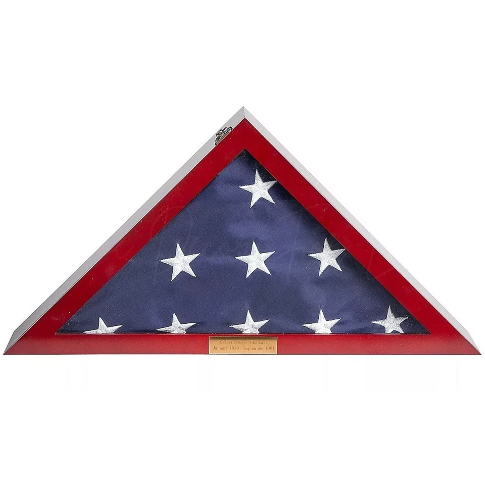 Vitrina Bandera Entierro Conmemorativo Veterano Militar con Placa Personalizada Gratis Foto 3 de 4