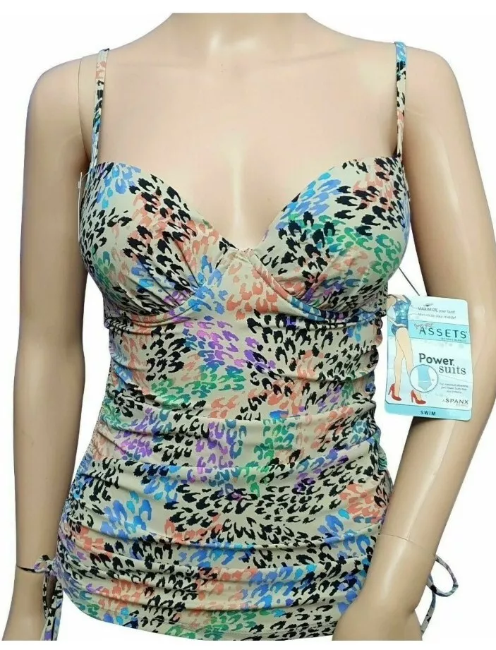 SPANX LOVE YOUR ASSETS CHEETAH PRINT PUSH UP TANKINI TOP SIZE Large REF  CL19