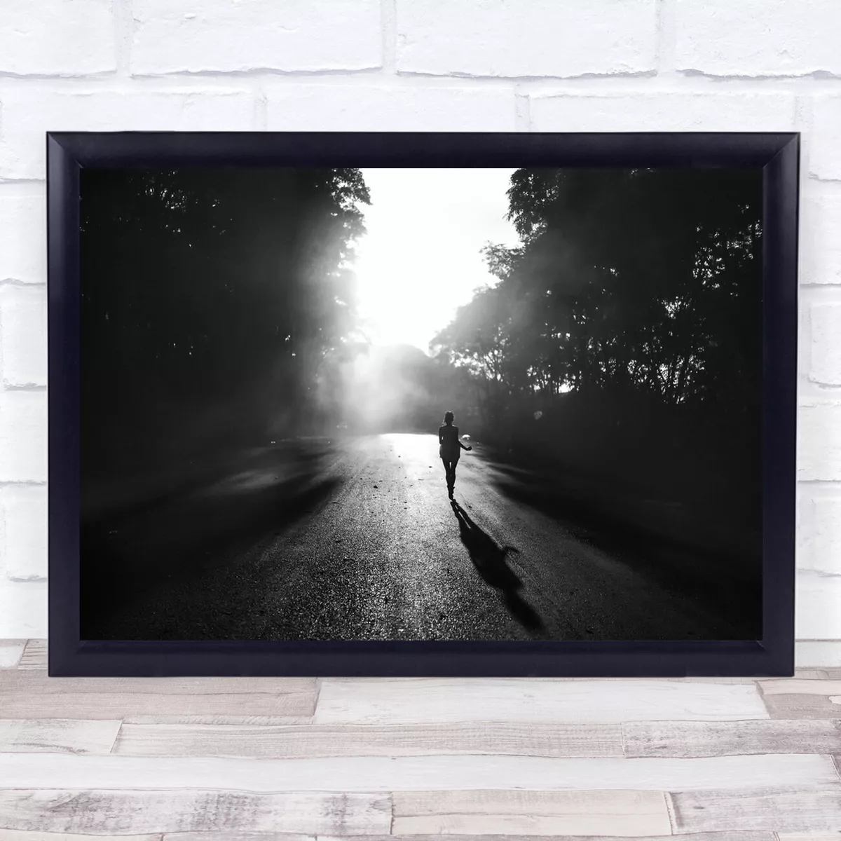 Run Running Jogger Jogging Black White Shadow Perspective Road Way