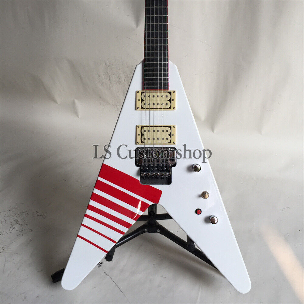 Factory Custom KV2 Electric Guitar Red Killswitch V White FR Factory Custom KV2 Electric Guitar Red Killswitch V White FR