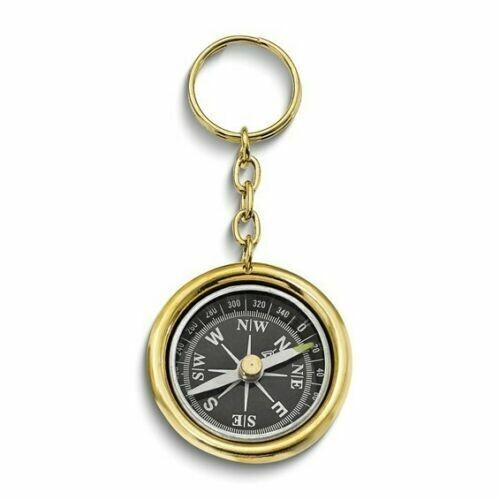 NEW Brass Nautical Compass Key Ring