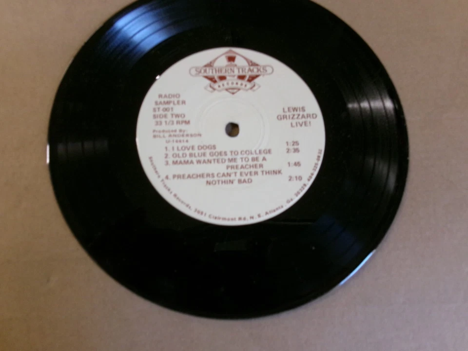 LEWIS GRIZZARD LIVE! 33 1/3 EP Southern Tracks-Radio Sampler NM 7" - Image 2 of 2