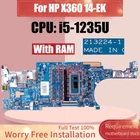 213224-1 For HP X360 14-EK Laptop Motherboard i5-1235U 8GB Memory on board