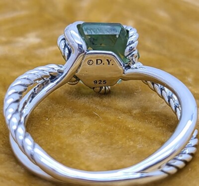 David Yurman 925 Sterling Silver Cable Wrap Prasiolite & Diamond