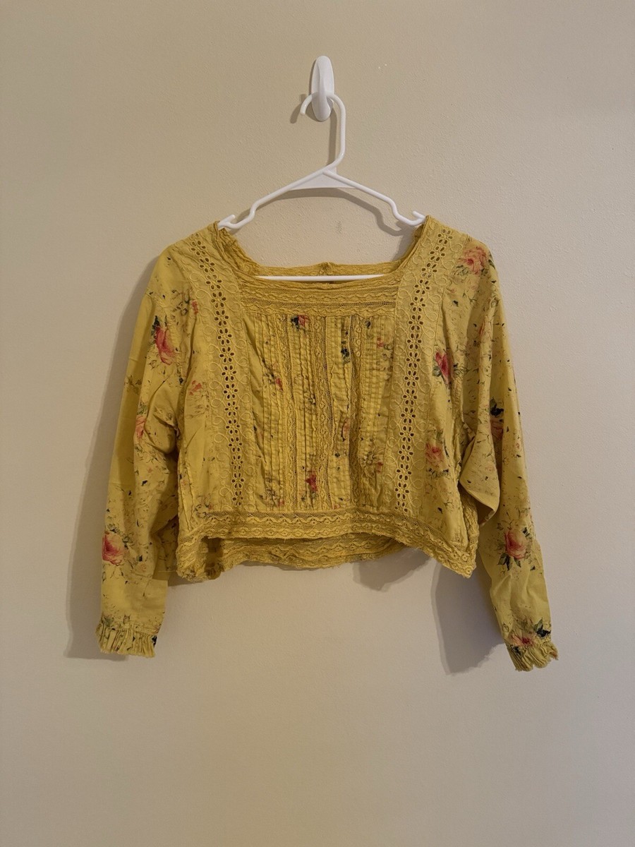トップス vintage Floral beige lace blouse shirt Patti Ivory Floral Lace Shirt