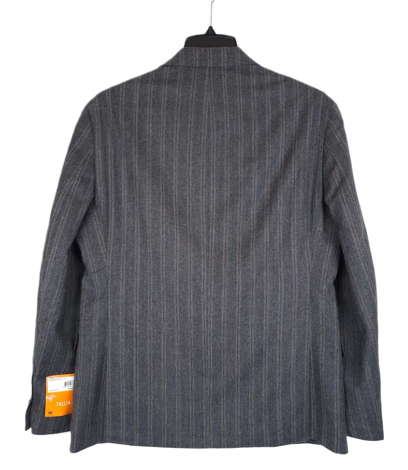 Tallia Men's Slim-Fit Wool 2-Piece Suit Charcoal Brown Pinstripe 40S 30x32 NWT - Image 4 of 4