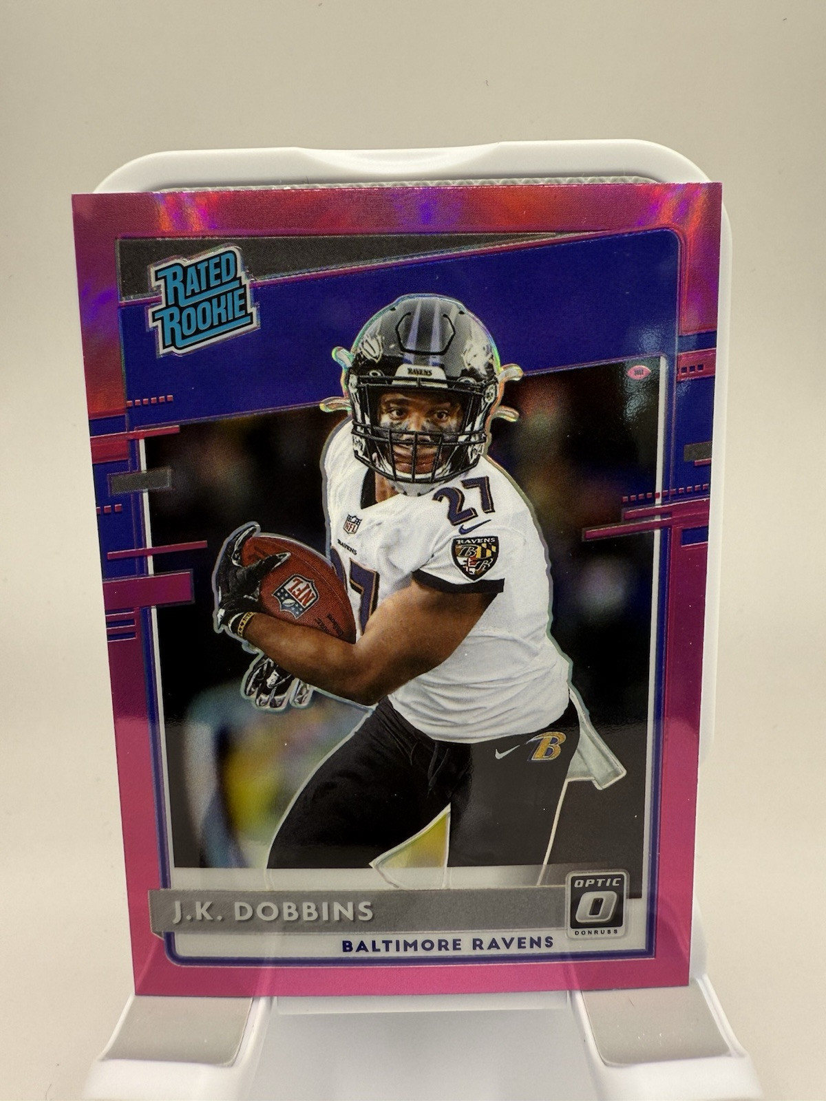 2020 Panini Donruss Rated Optic Preview Pink Prizm JK Dobbins #P-311 Rookie RC