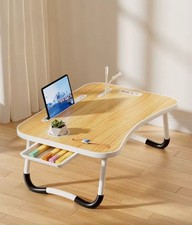 Ultra Large Portable Laptop Foldable Bed Table with Cup Holder, Drawer, USB, Fan