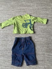 Boys Mothercare Newborn Jeans And Top Bundle Tiny Baby - Up To 7.5lbs- 3.4kg