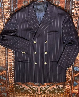 VERSACE CLASSIC V2 Chalkstripe 6X3 DB Peak Lapel Sde Vnts Jacket Sz38 