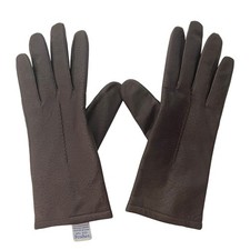 Vintage Fownes Womens Brown Leather Gloves with Soft Polyester Fleece Lining