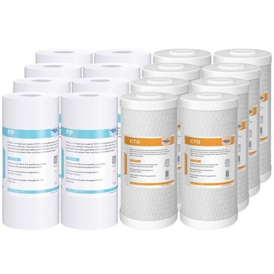 1-8 Pack 5 Micron 10''x4.5'' Sediment CTO Carbon Block Water Filter Whole House