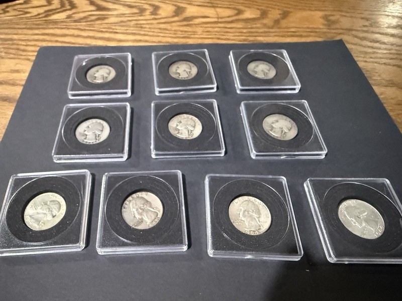 10 Washington Quarters 1942-1964 90% Silver Coin Lot