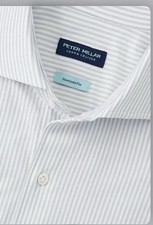Peter Millar Crown Crafted Excursionist Flex Grey Striped Shirt NWT L $275