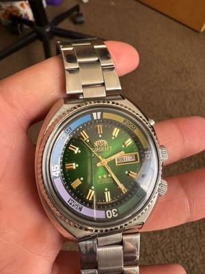 Mens Vintage Watch Orient King Diver KD Automatic Japan WristWatch Yellow Dial