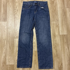 Old Navy Boys Straight Fit Dark Wash Blue Denim Jeans Size 14 Cotton 22" Inseam