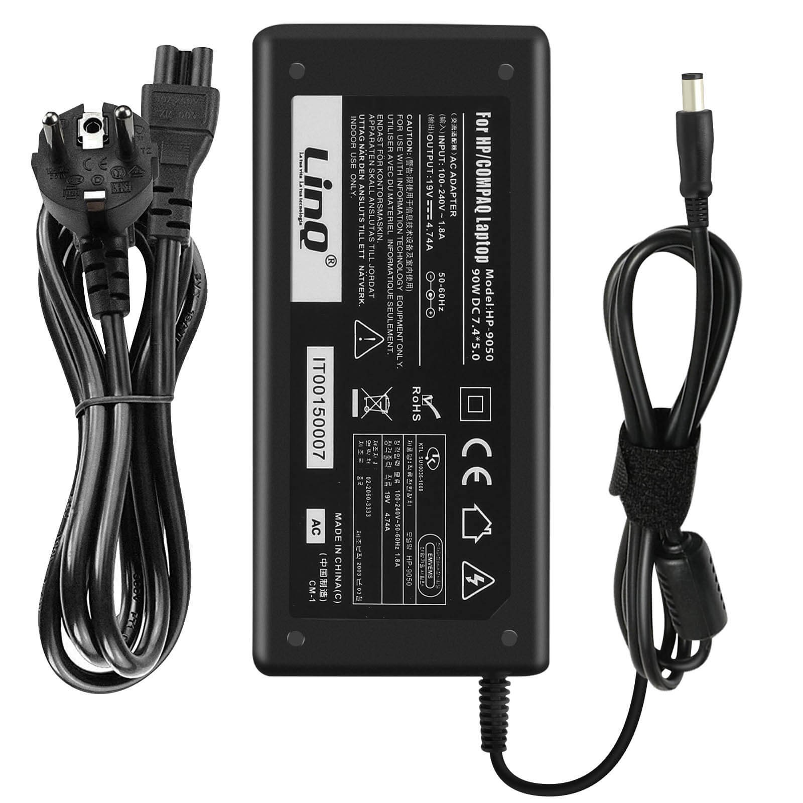 Chargeur PC portable HP 90W 19V 4.74A adaptateur alimentation LinQ HP-9050 7.4mm
