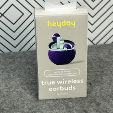 Heyday True Wireless Bluetooth Earbuds Purple Mint Recharge Case USB Cable New