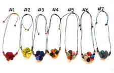 Colorful Tagua Nut Flower Pendant Necklace, Adjustable Boho Chic Jewelry