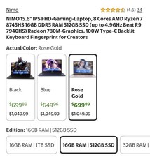 Gaming Laptop 16GB RAM, 256GB SSD, 500GB I5, Windows 11 ,144hz