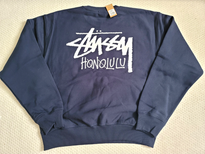 NWT Stussy Honolulu Chapter Limited NAVY BLUE Fleece Crewneck