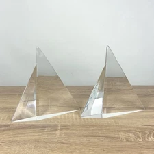 PAIR of Steuben Glass SAILBOAT crystal ornament sculpture Figurine