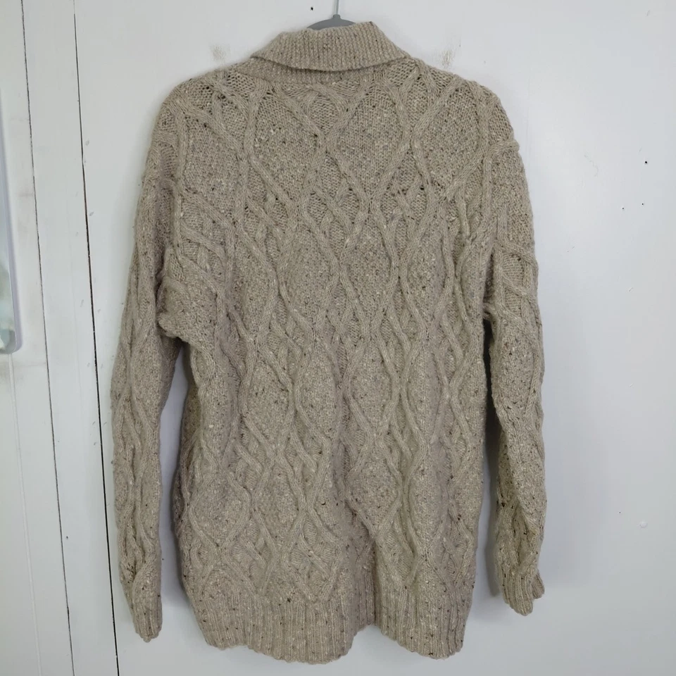 Suéter Lauren Ralph Lauren Mujer Grande Tejido a Mano Lana Cremallera Avena Tejido con Cable Foto 2 de 4