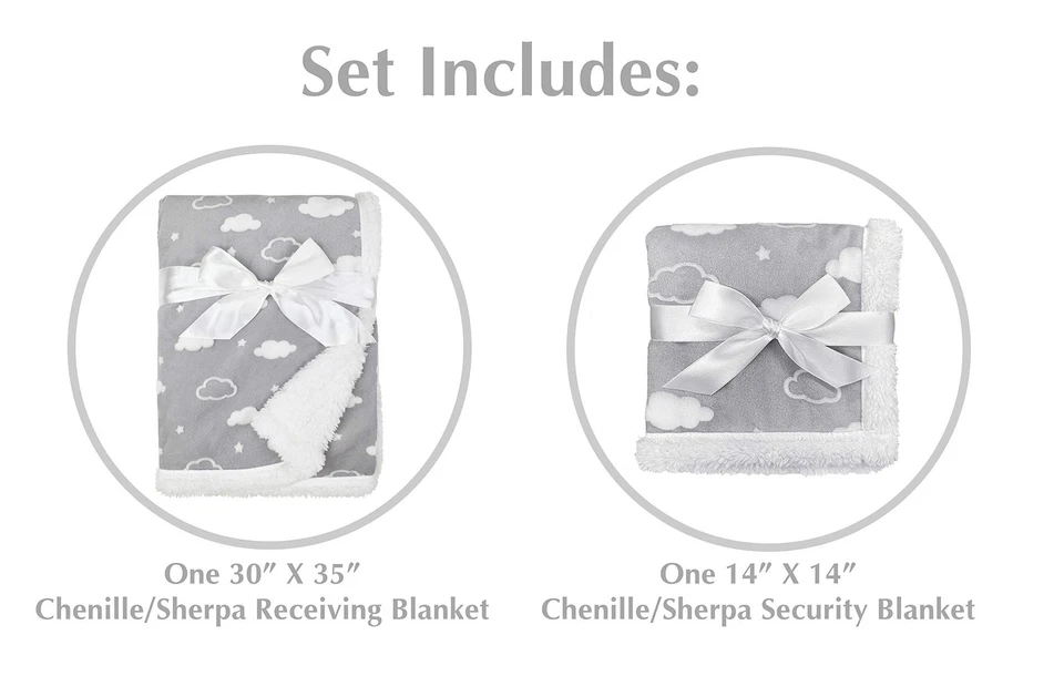 Juego de Manta Sherpa de Chenilla Suave Celestial, Nube Gris 3D, para Niños y Niñas Foto 2 de 4