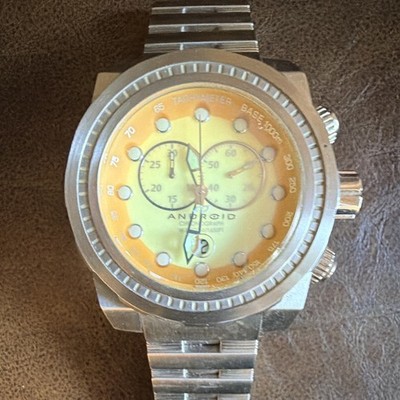 Android AD585 Men's Quartz Chronograph 500m Orange Dial 45mm SS Watch