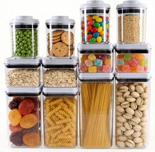 12 Pcs Pop Containers Set Airtight Food Storage W/ Lids Push Button BPA-Free