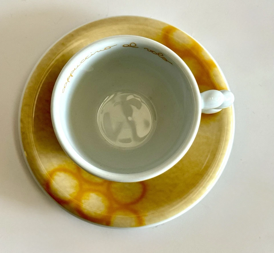 Taza y platillo THUN Caffè al Volo Demitasse - amarillo floral abstracto - Italia - usado en excelente estado Foto 2 de 4