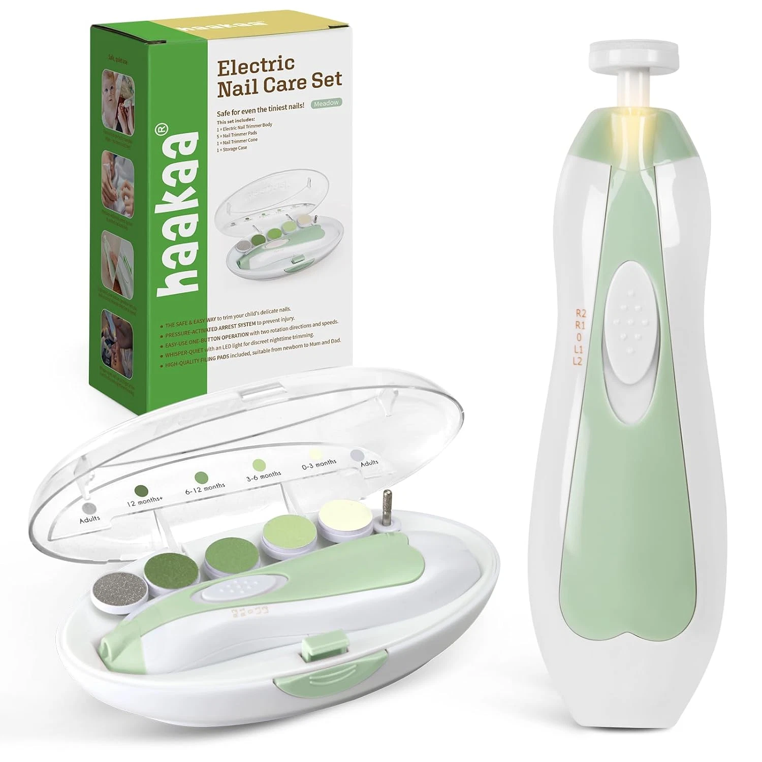 Baby Nail File Electric Baby Nail Care Set with LED Light, Baby Nail Clippers fo