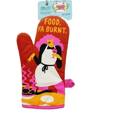 Blue Q Oven Mitt Kitchen Food Ya Burnt Wine Glass Frying Pan Smoke Alarm NWT NEW