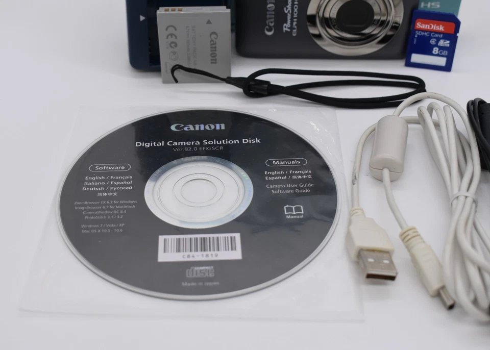 Paquete de cámara digital Canon PowerShot ELPH 100 HS gris 12,1 MP - probado funcionando Foto 3 de 4