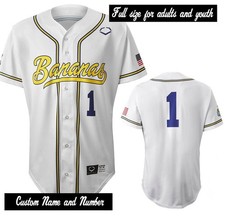 Custom Name Savannah Bananas Baseball Jersey Full size for adults, youth