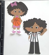 Lot of 2 African American Basketball Girl Ref SINGLE LAYER Embellishments 1153