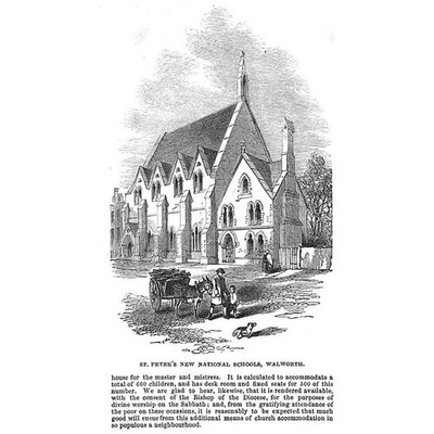 LONDON St Peters School, Walworth - Antique Print 1852