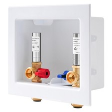 Washing Machine Outlet Box, with Stainless Steel Water Hammer Arrestor, 1/2-Inch