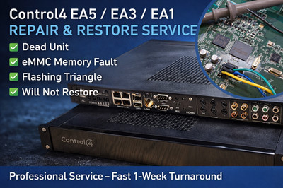 Control4 EA5 / EA3 / EA1 - eMMC Blitzfehler - Blinkdreieck - Reparaturservice