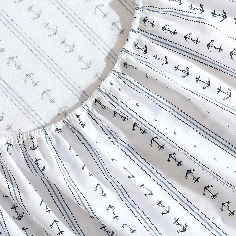 Nautica - 床单,棉 Percale 床上用品套装带配套枕套,脆 — 第 4/4 张图片