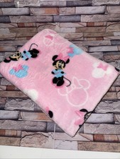 Disney Baby Pink Minnie Mouse Blanket Aqua Dress Bows Security Lovey 30x35"