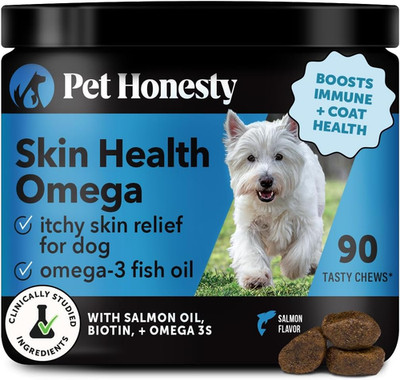 Omega Skin Health Chews for Dogs, Alaskan Salmon Oil, Omega-3 Fish Oil, Krill, S