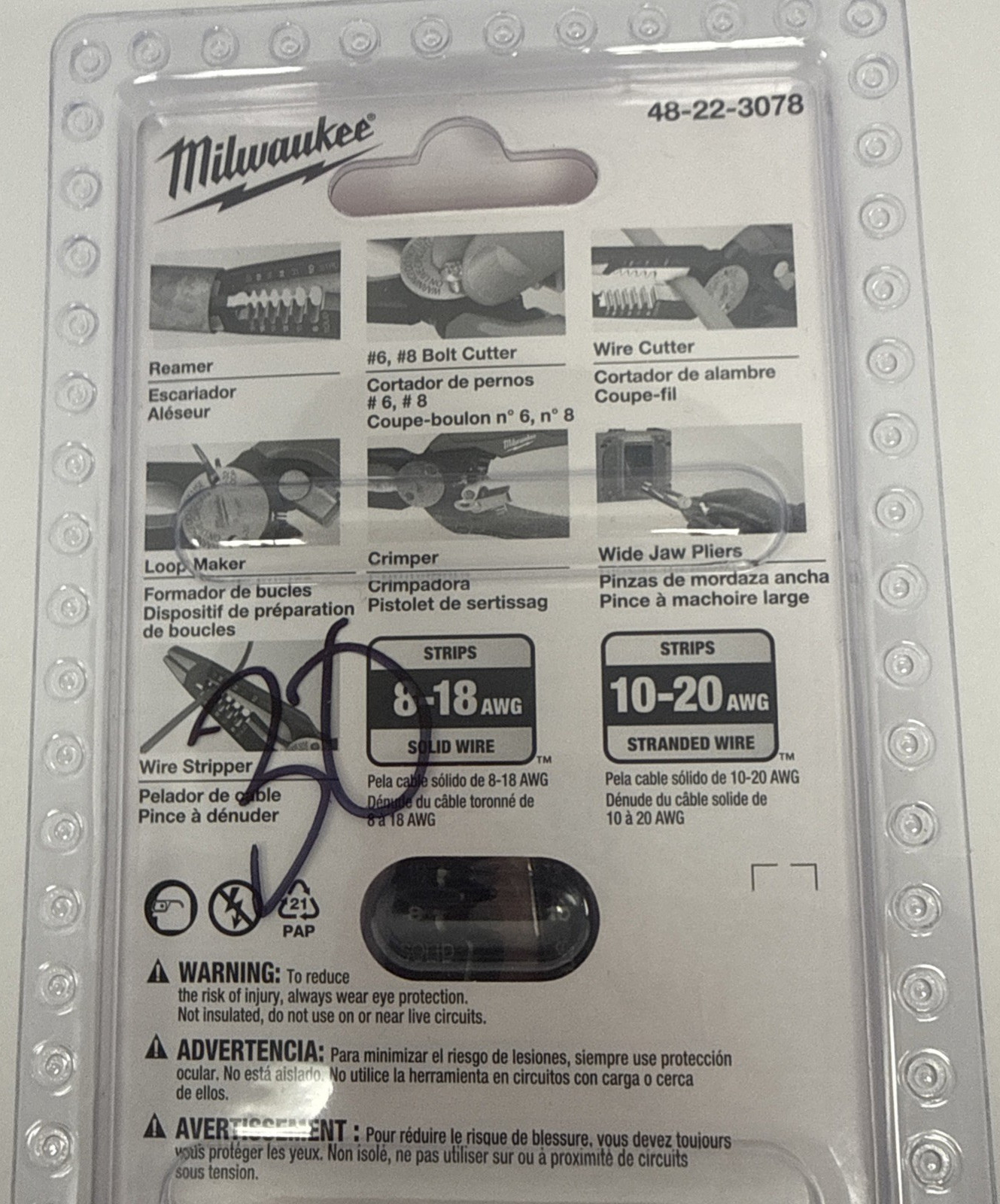 Milwaukee 9 in. 7-in-1 High Leverage Combination Wire Stripper/Cutter Pliers