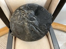 Antique German Travel Car Badge Large 3 St. Christopher Religious Medal Brass