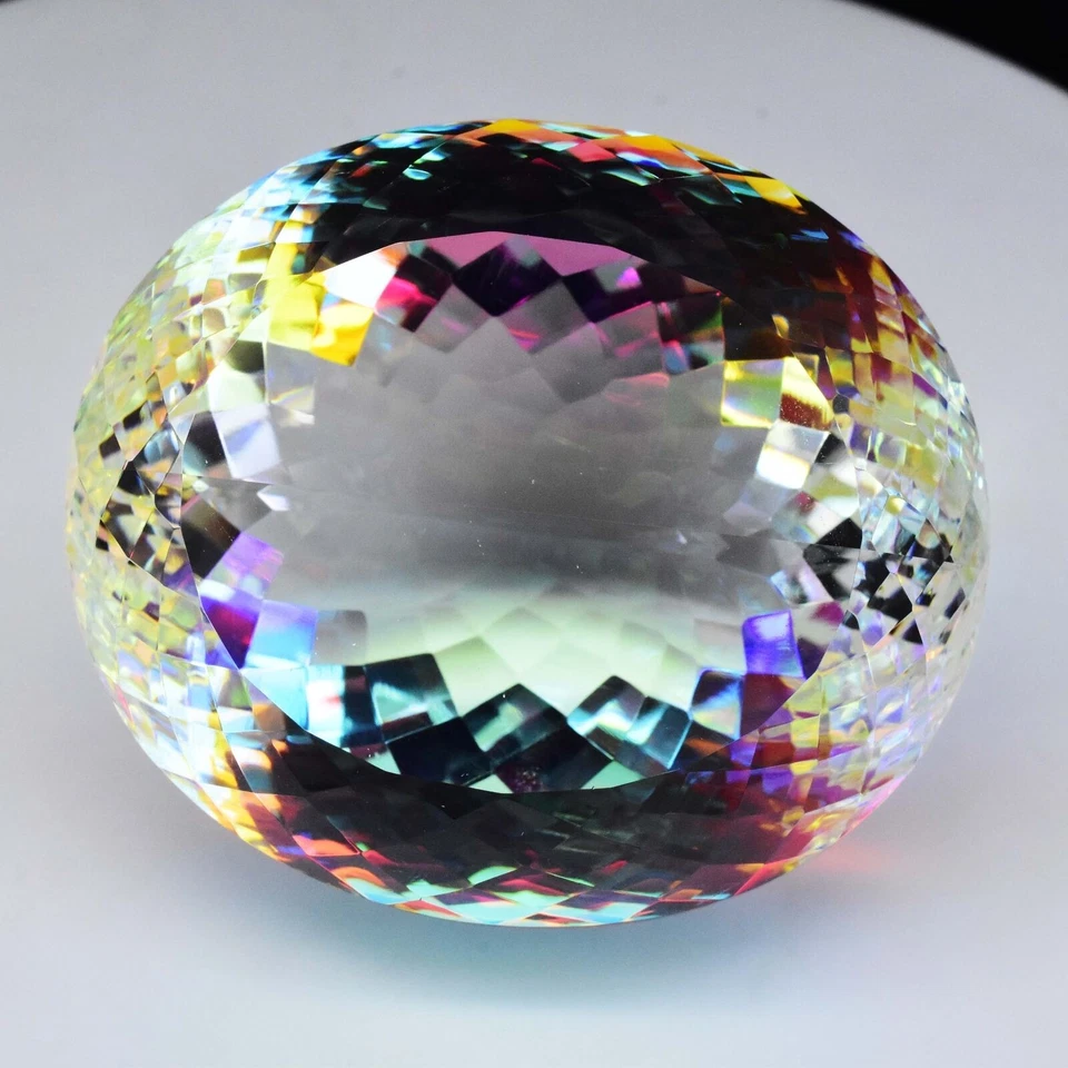 Mystic Topaz Oval 780Cts Rainbow Color Certified Rare Natural Gemstone For Sale. - Image 4 of 4