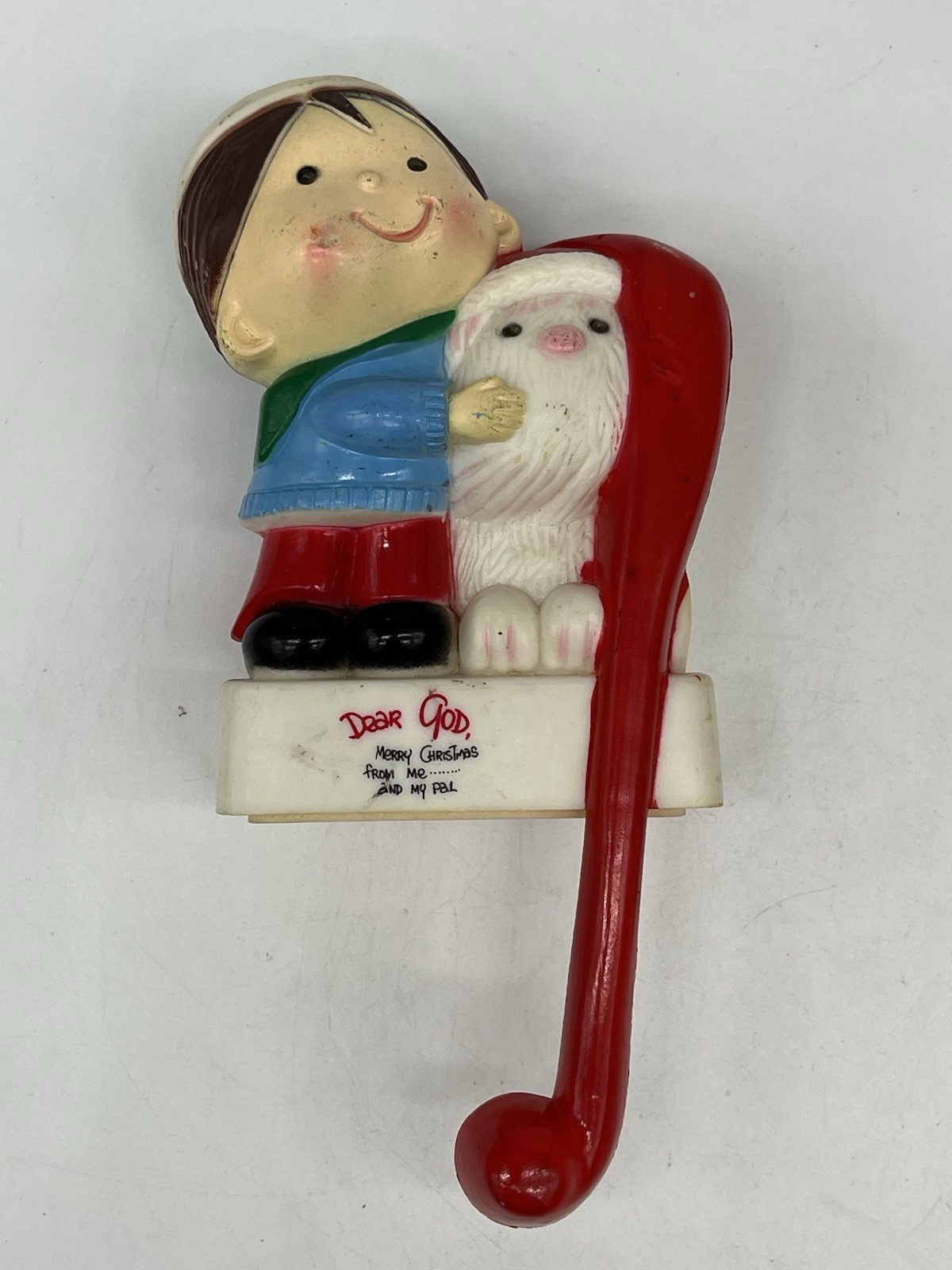 Vintage 2 Stocking Holders 1980s SunHill Industries Elf, Dear God Retro