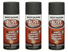 Automotive Flat Black Finish Rust Converter Rust Reformer Spray Coat 10 Oz 3 Pcs