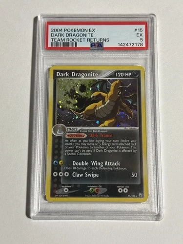 2004 Pokémon EX Dark Dragonite Holo #15 Team Rocket Returns PSA 5 EX