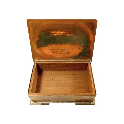 Vtg 1950s Serge Nekrassoff Copper Metal Wood Trinket Box Arts & Craft Signed - Image 2 of 4